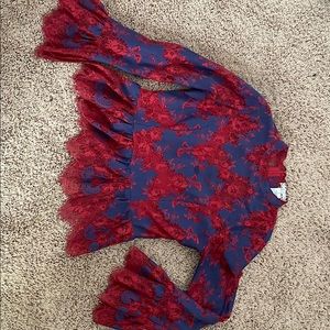 Lace peplum top semi sheer from Flying tomatoes